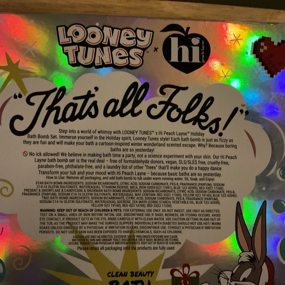 Hi Peach Layne Looney Tunes 6 Pc‎ Holiday Bath Bombs, New In Box